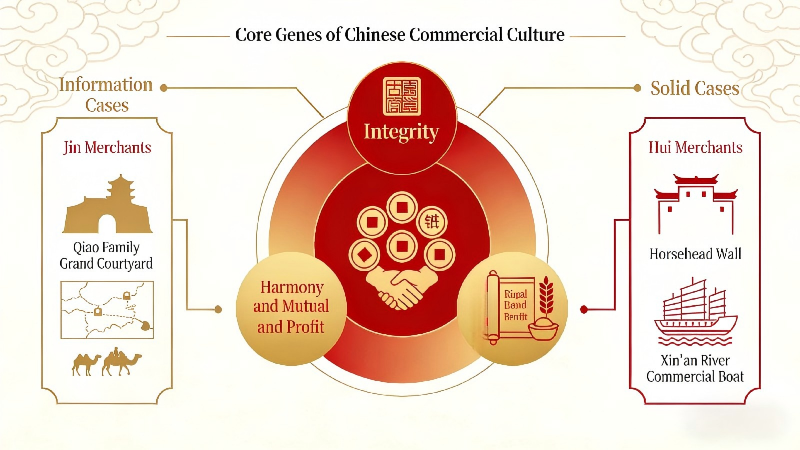 The traditional core gene of business culture in china (integrity, harmony, and justice)