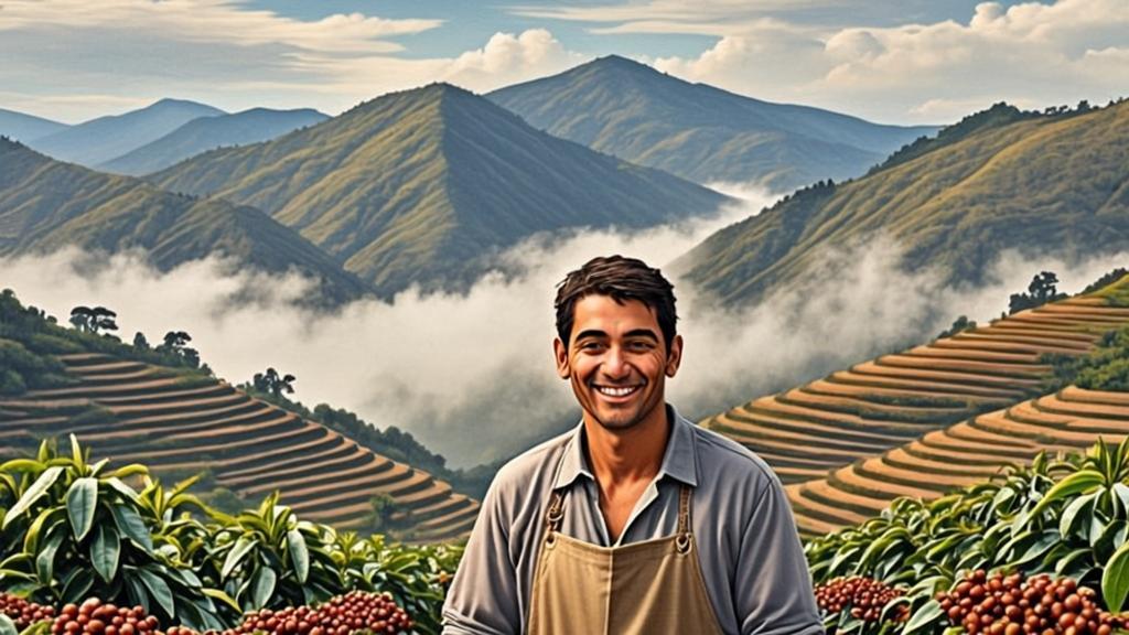 foreign barista drying Arabica coffee beans in Baoshan, Yunnan
