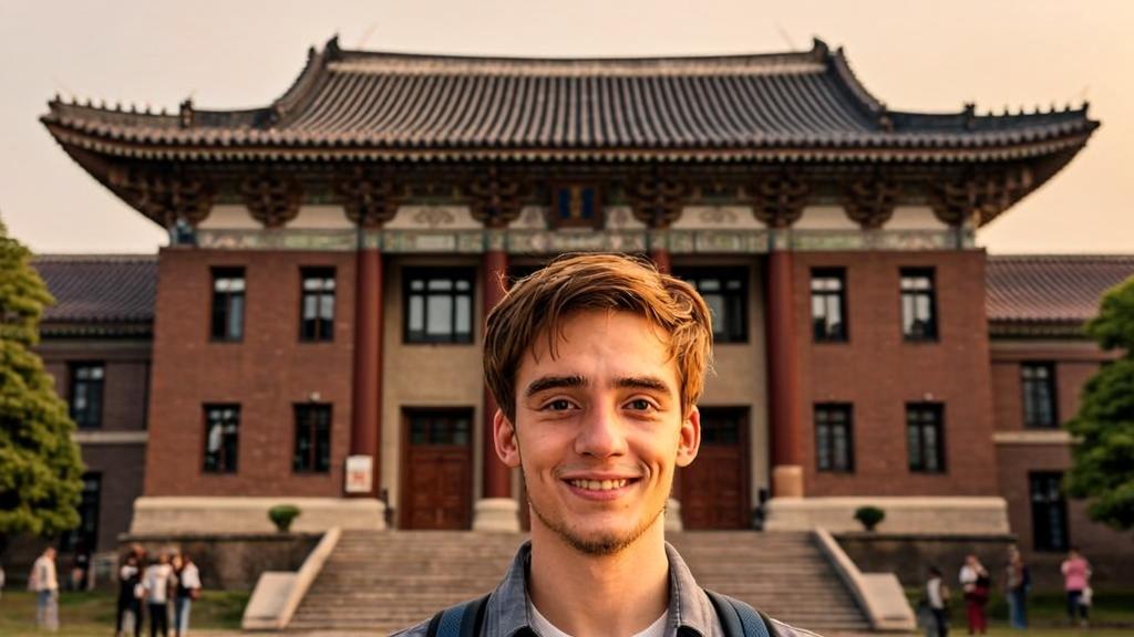 self portrait of students in front of top universities in China