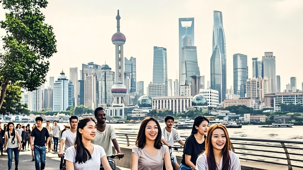 New York University Shanghai campus and Lujiazui skyline