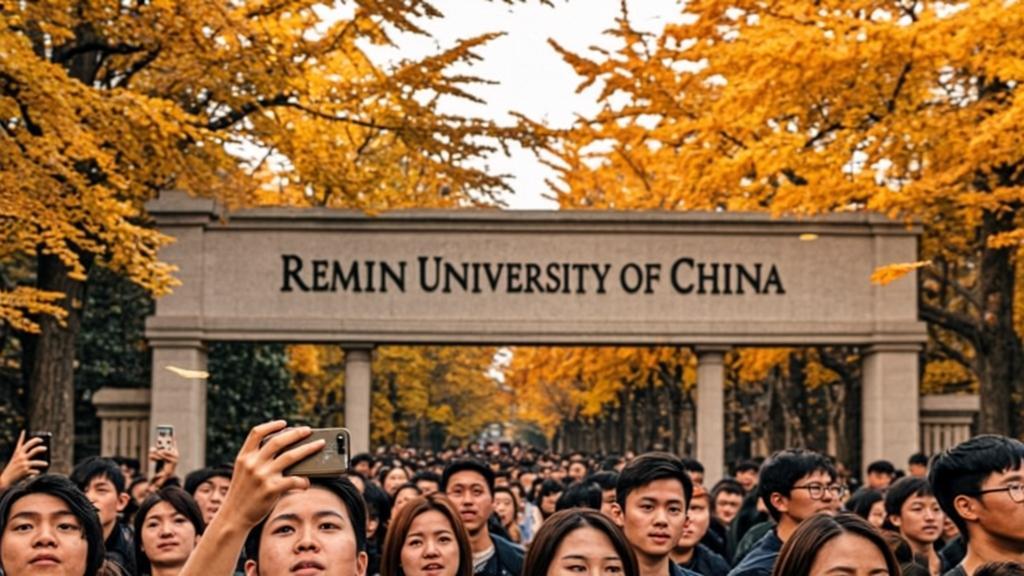 Renmin University of China, self-portrait of foreign students in the evening