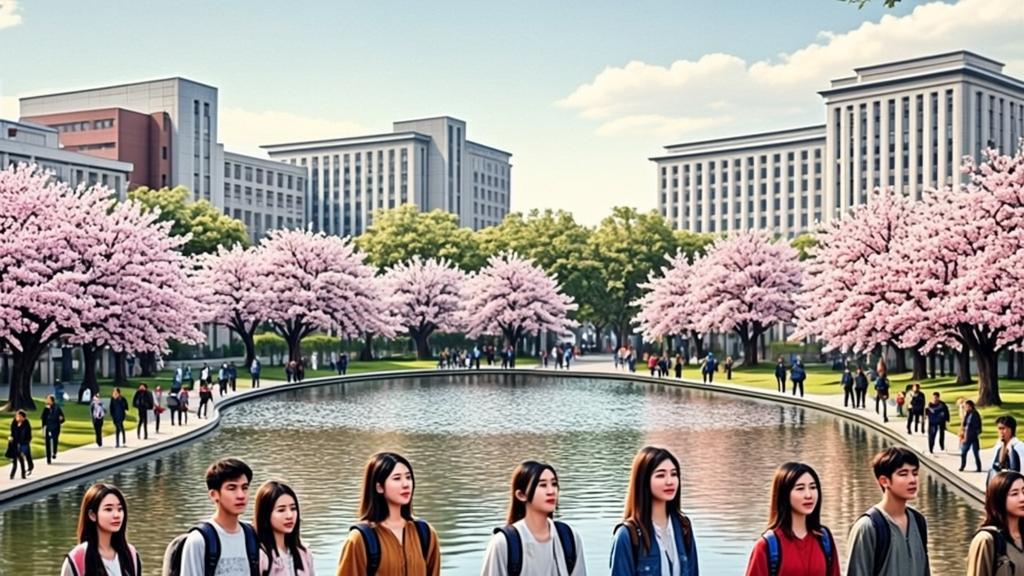cherry blossom and international students of universities in China