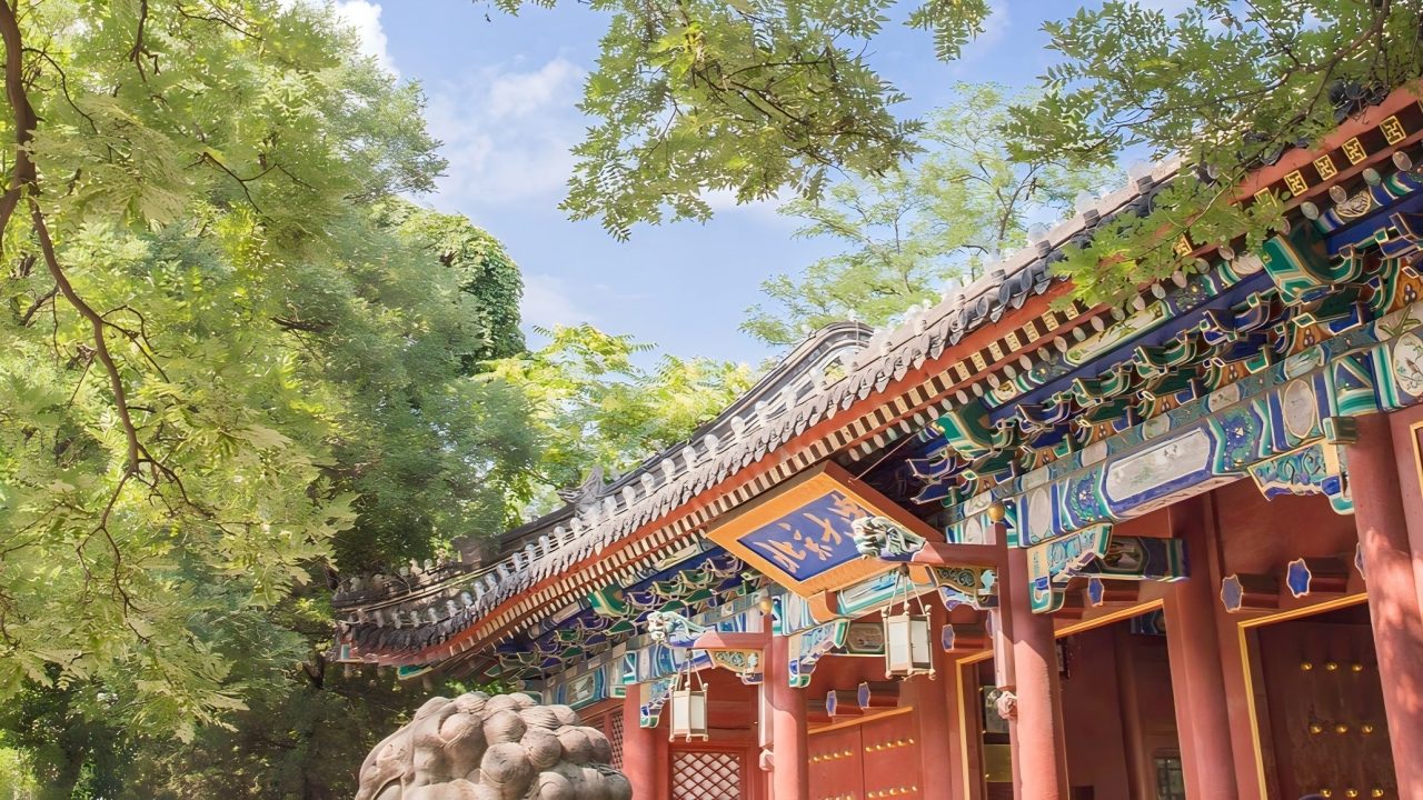 A low-angle gate view of Peking University,which is a top choice of study in China.