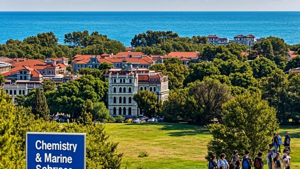 Xiamen University aerial view of stunning coastal campus with modern chemistry and marine science research facilities and international scholarship opportunities.