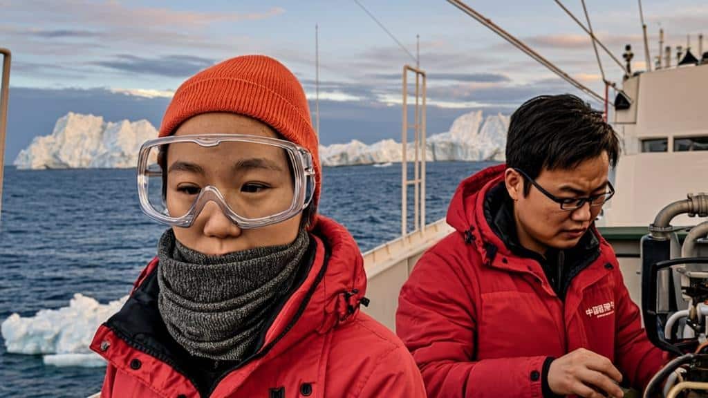 Ocean University of China researchers studying marine life in Antarctica.