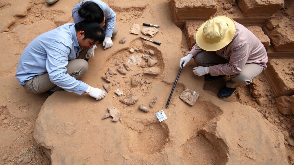 Paleontologists excavating fossils at the Jiangchuan Biota field site in Yunnan Province southwest China